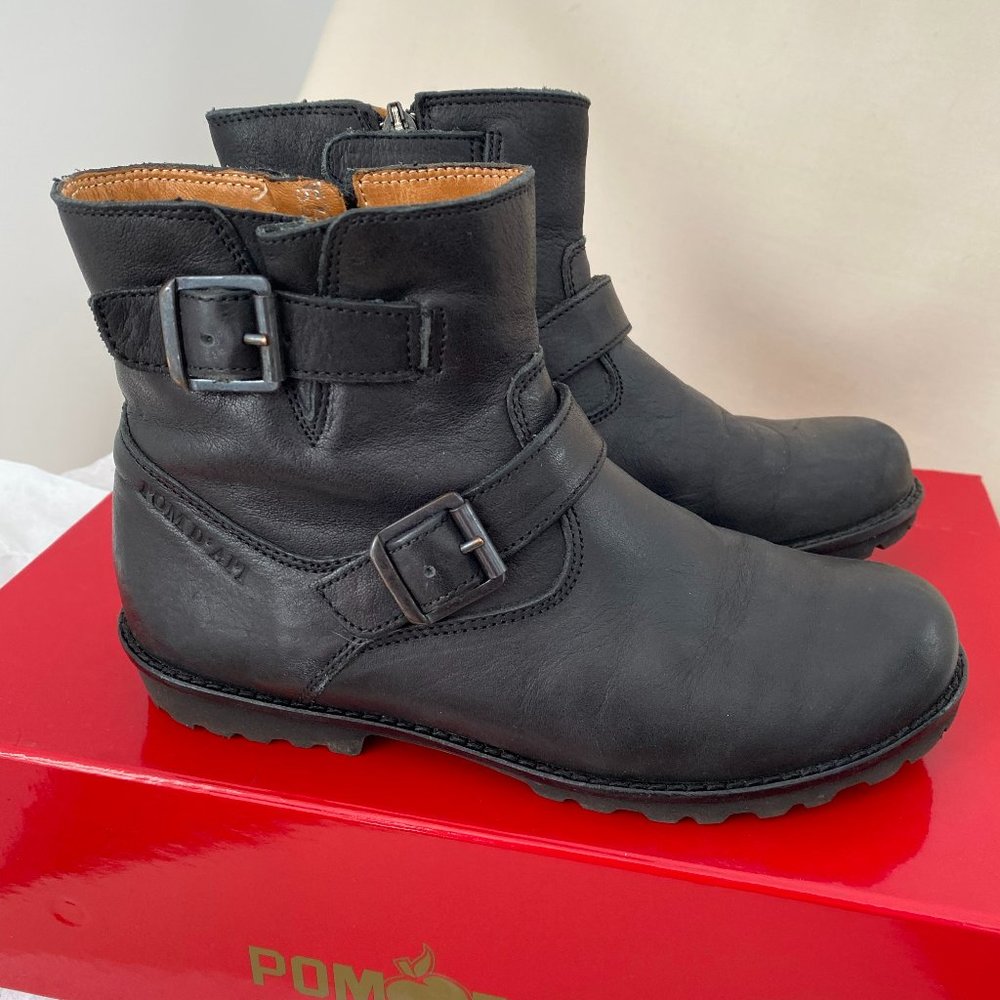 ** KIDS ** Pom D'Api Black Leather "Roadster" Boots, size 30